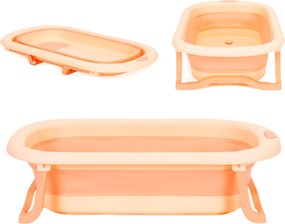 ECOTOYS skladacia detská vaňa 0-12 m, silikónová, odtok s indikátorom teploty, ružová