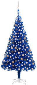 Umelý vianočný stromček s LED a súpravou gulí 240 cm modrý PVC 3077597