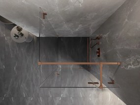 Mexen Lunar T, sklopný sprchový kút pravý 110 x 110 cm, 8mm číre sklo, profil medená matná, 834T-110-110-65-00-P