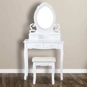ModernHome Toaletný stolík so zrkadlom a stoličkou, W-HY-007