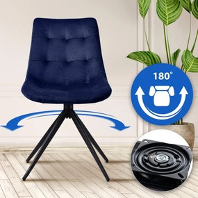 Jedálenská stolička Merna - zamat - Tmavo modrá