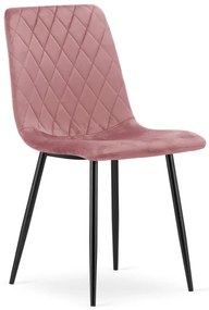 Set troch jedálenských stoličiek TURIN zamatový ružový (čierne nohy) 3 ks