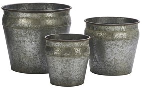 MADAM STOLTZ Kovový obal na kvetiny Round Galvanized M