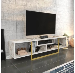 TV stolík/skrinka Aslana 150 (zlatá + biela) . Vlastná spoľahlivá doprava až k Vám domov. 1101387