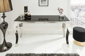 Sklenený konzolový stolík Barock Black čierna strieborná 145cm
