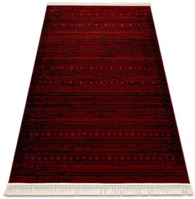 Koberec ORIENT 5820 so strapcami, pruhy / orientálny, bordový / čierny