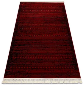 Koberec ORIENT 5820 so strapcami, pruhy / orientálny, bordový / čierny