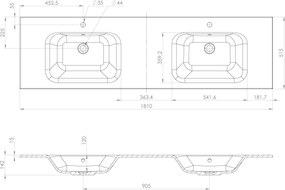 Sapho Sapho, LOREA skrinka 180x46x51,5cm (80+20+80cm), dub alabama/biela matná, LE080-2231-05