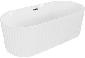 Mexen Paola, voľne stojaca vaňa, drážkovaná, 150 x 75 cm, biela lesklá, brúsený grafit, 52721507500-66