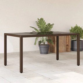 Záhradný stôl so sklenenou doskou hnedý 150x90x75 cm polyratan 365534