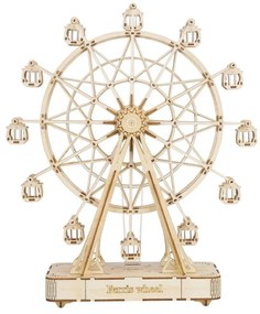 Robotime Drevené 3D mechanické puzzle Hracia skrinka Ruské koleso 232 ks