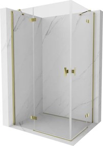 Mexen Mist-H Duo, 2-krídlový výklopný sprchový kút 95 x 90 cm, číre sklo, zlatý lesklý profil, 8A5-095L-090P-50-00