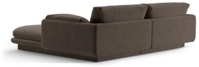 Hnedá zamatová rohová pohovka (ľavý roh/s leňoškou) Torino – Micadoni