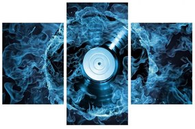 Obraz gramofónovej platne v modrom ohni (90x60 cm)