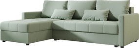 Rozkladacia obojstranná sedacia súprava do L VENORIA 220x143 cm, svetlozelená + 2 vankúšiky ZDARMA