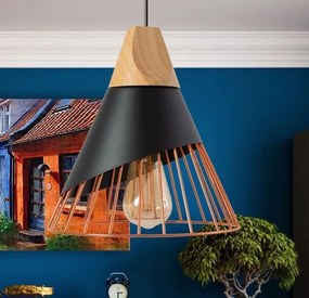 Toolight - Škandidávska závesná stropná lampa APP225-1CP, čierna-hnedá-ružová zlatá, OSW-00892