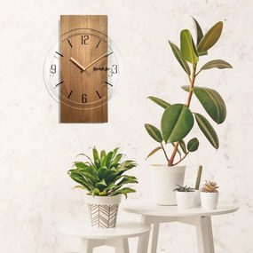Dubové nástenné hodiny Geometric - číre sklo