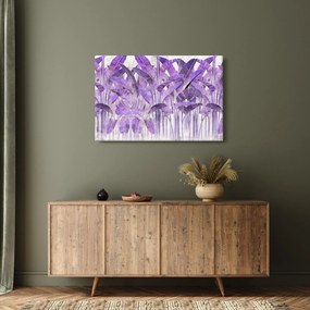 Obraz - Fialové listy v omietke (90x60 cm)