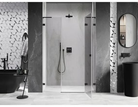 Mexen Lunar L, výklopné sprchové dvere pravé 150 cm, číre sklo, čierny profil, 834SL-150-050-70-00-P