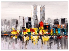 Sklenený obraz - Maľba veľkomesta (70x50 cm)