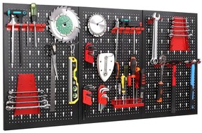 BestBerg BBTH-20M kovový nástenný držiak na náradie / 120 x 60 cm / červená/čierna
