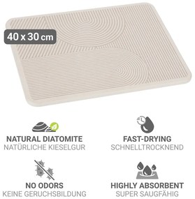 Béžová odkvapkávacia podložka na riad z kremeliny 40x30 cm Damon – Wenko