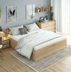 Posteľ CLP 180x200 cm dvojlôžko s roštom dub sonoma