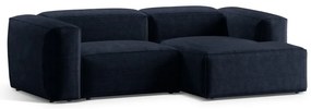 Tmavomodrá menčestrová rohová pohovka (pravý roh/s leňoškou) Bergamo – Cosmopolitan Design