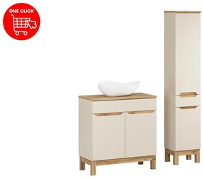 Koupelnová sestava Bali Casad s deskou, umyvadlem a skříňkami 80 cm kašmírová/dub wotan