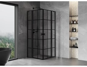 Mexen, Mexen Mist L Duo výklopný sprchový kút 120 x 120 cm, čierna mriežka - 8A4L-120L-120P-70-77