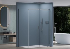 Cerano Santoro, sprchovací kút s posuvnými dverami 140(dvere) x 70(stena) x 195 cm, 6mm číre sklo, chrómový profil, CER-CER-425443