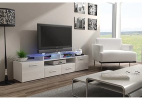 TV stolík + skrinka Blaise (biela + lesk biely) (osvetlenie LED biele). Vlastná spoľahlivá doprava až k Vám domov. 1058808