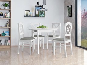 Okrúhly stôl so 4 stoličkami - AL55, Morenie: biela, Poťahové látky: Hygge D91