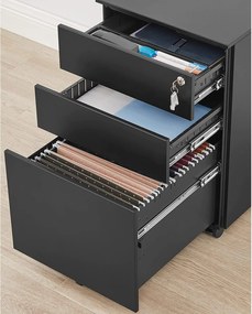 Oceľová skrinka, kartotéka, čierna