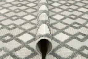 Šnúrkový koberec Stella D418A - Romby Aztec sivý / strieborný