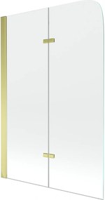 Mexen FELIX, vaňová zástena, 2-krídlová, 100 x 140 cm, zlatá-transparentná, 890-100-002-50-00