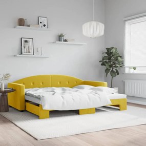 Denná posteľ s rozkladacou posteľou žltá 90x200 cm zamat 3197306