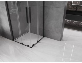 Mexen Velar L Duo, sprchový kút s posuvnými dverami 80 x 80 cm, 8mm číre sklo, čierna matná, 871-080-080-02-03-70
