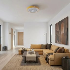 Brilagi - LED stmievateľné svietidlo s ventilátorom LED/38W/230V 50 cm zlatá/dub + diaľkové ovládanie