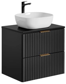 Kúpeľňová skrinka s umývadlom a doskou ADEL Black DU60/1 | 60 cm