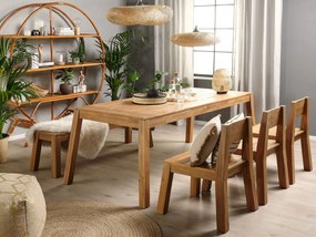 Šesťmiestna sada záhradného nábytku so stoličkami lavicou a stolom agátové svetlé drevo LIVORNO Beliani