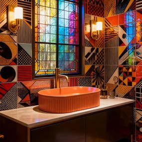 Rea Vanda, umývadlo na dosku 490x310x130 mm, oranžová matná, REA-U6377