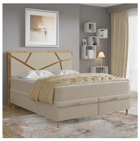 Čalúnená posteľ s matracmi a úložným priestorom NAOMI 160x200 cm béžová
