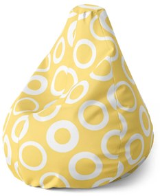 Sablio Sedací vak Pear Biele korunky na žlté - 70 x 95 x 15 cm