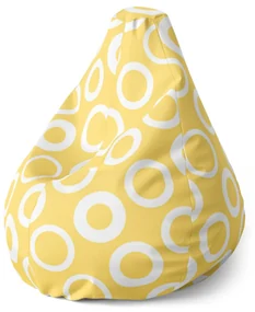Sablio Sedací vak Pear Biele korunky na žlté - 70 x 95 x 15 cm