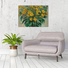 Sklenený obraz - Claude Monet, Jerusalem Artichoke Flowers, reprodukcia (70x50 cm)