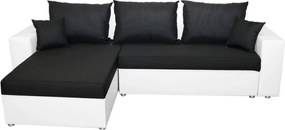Rohová sedacia súprava Samba II, biela ekokoža/čierna látka