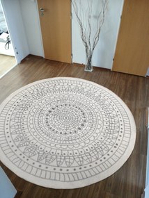 Hanse Home, Kusový koberec Twin-Wendeteppiche 103143 creme grau – na von aj na doma, 200x200 (priemer) kruh, šedá, chodba / predsieň