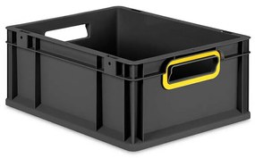 Sada 10 kusov - Eurobox Next Gen 2.0 Cycle - Stohovateľný kontajner s otvorenými rukoväťami - Žltý - 400 x 300 x 170 mm - Antracit
