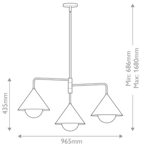 Alora Mood ALM-REMYCK3-GD - Luster na tyči REMYCK 3xE27/60W/230V zlatý
